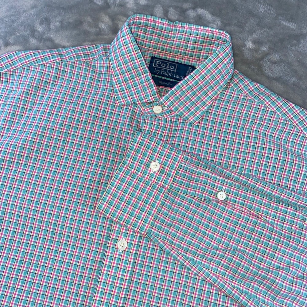 Polo by Ralph Lauren Pink Green Blue Plaid Button-Down Shirt